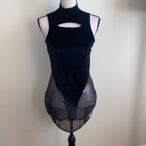 NWT Dolls Kill black velvet dress and sleeves Lg